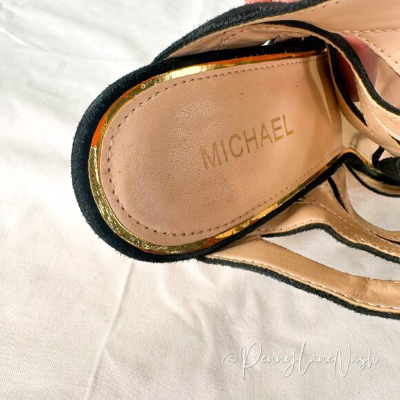 Michael Alli Lace Up Suede Cork Wedge Sandal - Picture 8 of 10